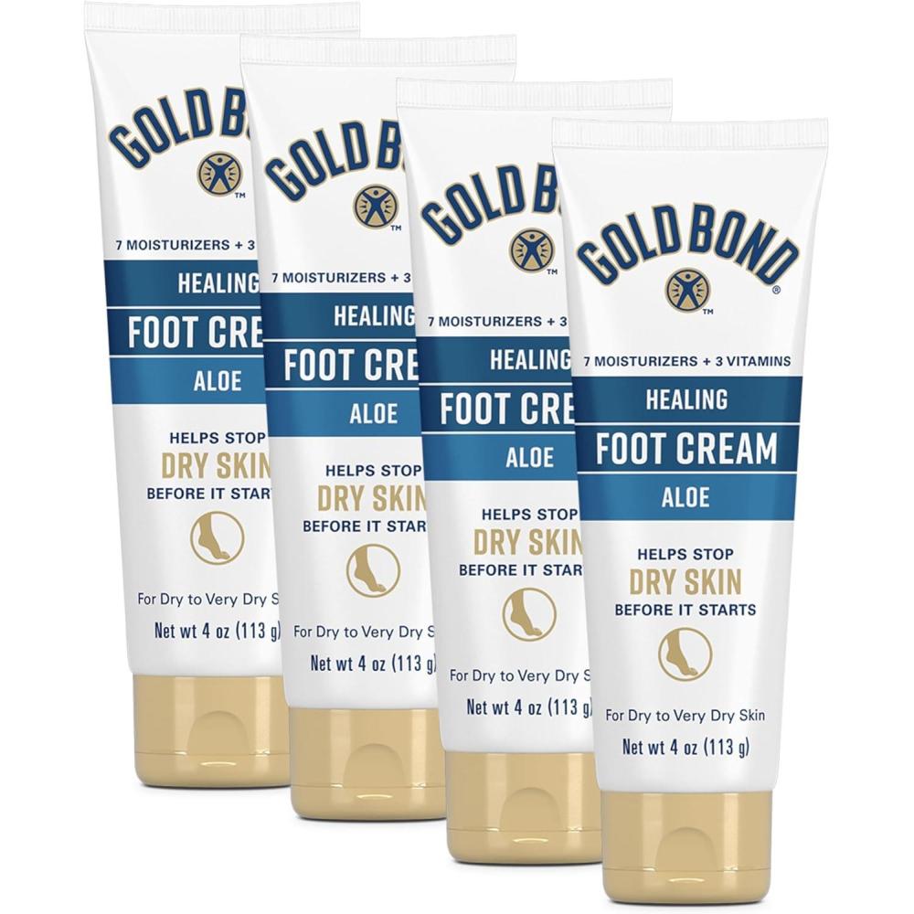 imageGold Bond Healing Foot Cream 4 oz Pack of 4 With Aloe Nourishes ampamp Softens For Healthier Looking Feet4 Ounce Pack of 4