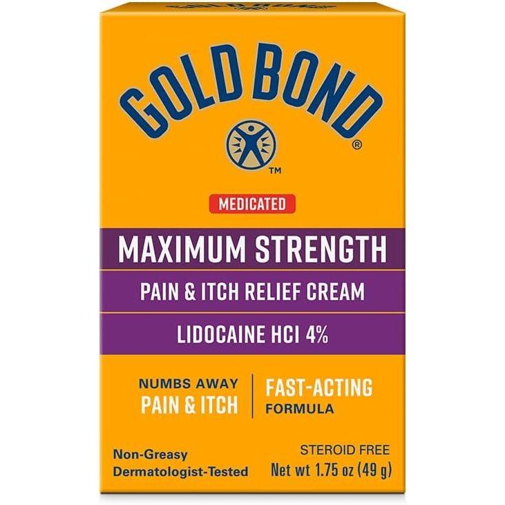 imageGold Bond Medicated Maximum Strength Pain ampamp Itch Relief Cream 175 oz with Lidocaine175 Ounce Pack of 1