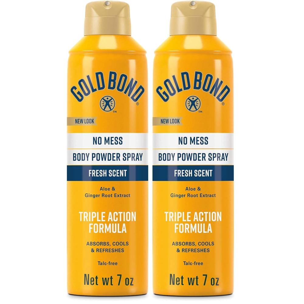 imageGold Bond No Mess TalcFree Body Powder Spray 7 oz Fresh Scent with a Triple Action Formula1 Ounce Pack of 2